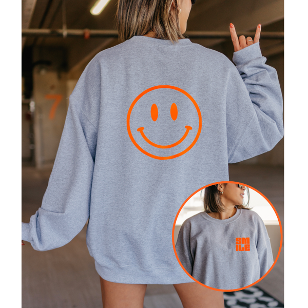 Sports Grey Neon Orange Smile Smiley Face Sweatshirt