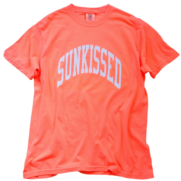 This neon Sunkissed shirt is the perfect summer tee. Comfortable and stylish, it's perfect for the beach, pool or simply enjoying a warm day. Brighten up your wardrobe in this trendy soft bright neon t-shirt you'll want to wear all year round! This is your ultimate summer t-shirt.