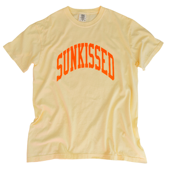 This neon Sunkissed shirt is the perfect summer tee. Comfortable and stylish, it's perfect for the beach, pool or simply enjoying a warm day. Brighten up your wardrobe in this trendy soft bright neon t-shirt you'll want to wear all year round! This is your ultimate summer t-shirt.