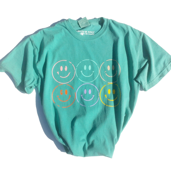 Distressed Smiley Face Graphic T-Shirt.